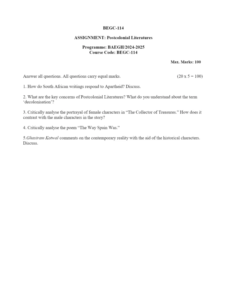 begc 114 assignment question paper